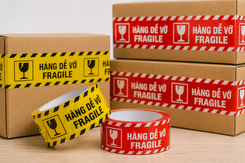 Băng dính in chữ "Hàng Dễ Vỡ" / "Fragile"