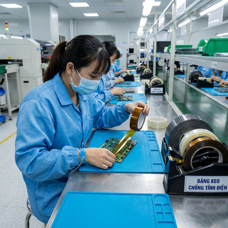 Các Dòng Băng Keo Chống Tĩnh Điện Phổ Biến Trong Nhà Máy Điện Tử