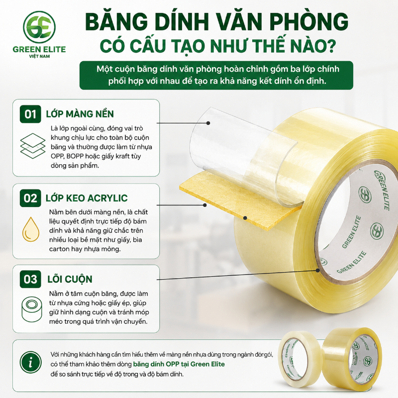 Cấu tạo băng dính văn phòng phẩm