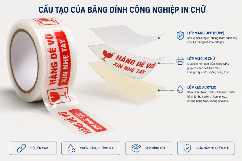 Cấu tạo của băng dính in chữ