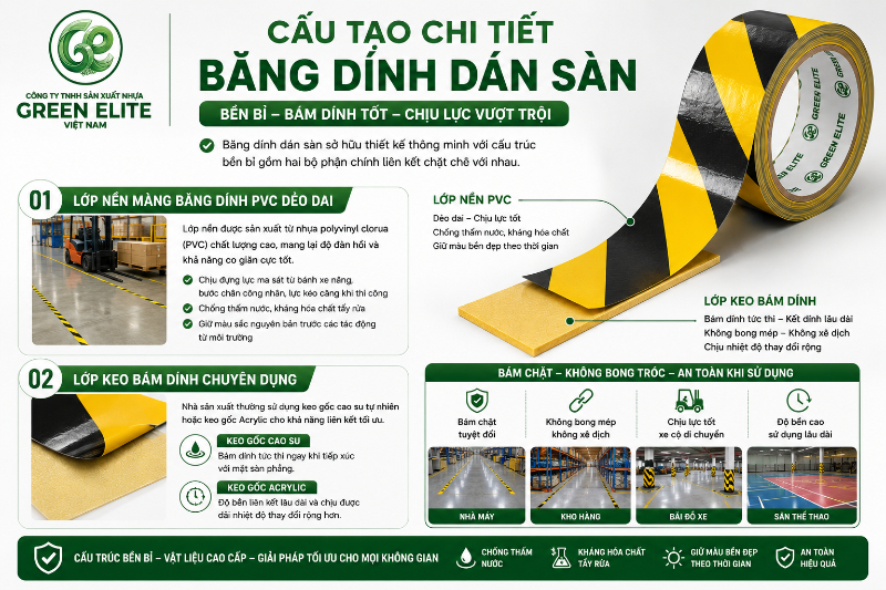 cấu tạo của băng keo dán sàn