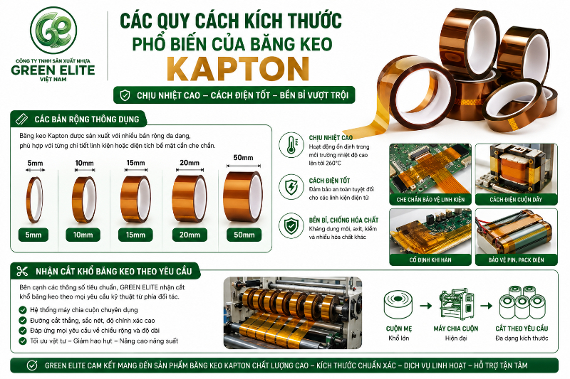 Quy cách băng keo Kapton chịu nhiệt