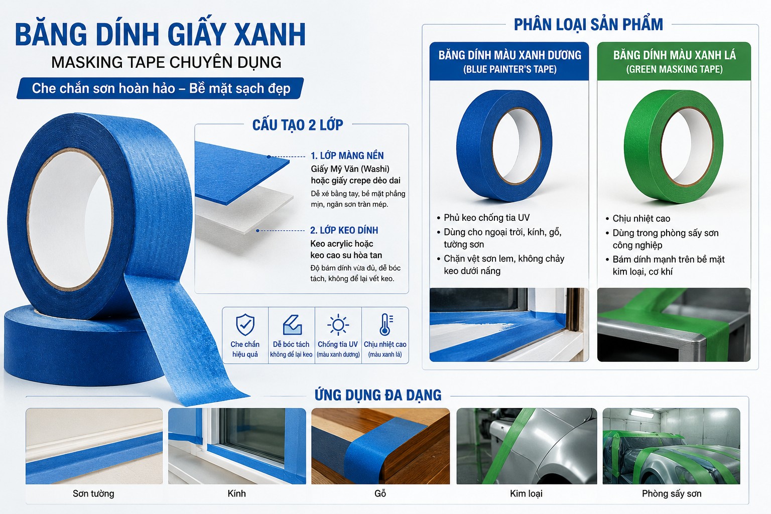 Thông tin băng keo giấy màu xanh