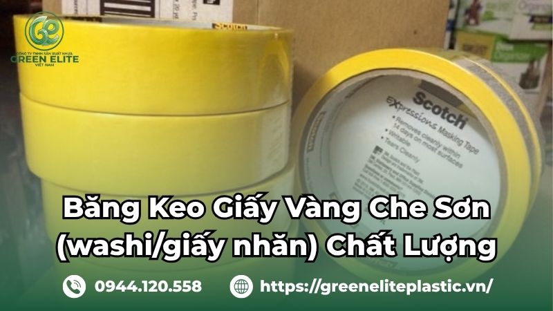 Băng keo giấy màu vàng che sơn giá xưởng