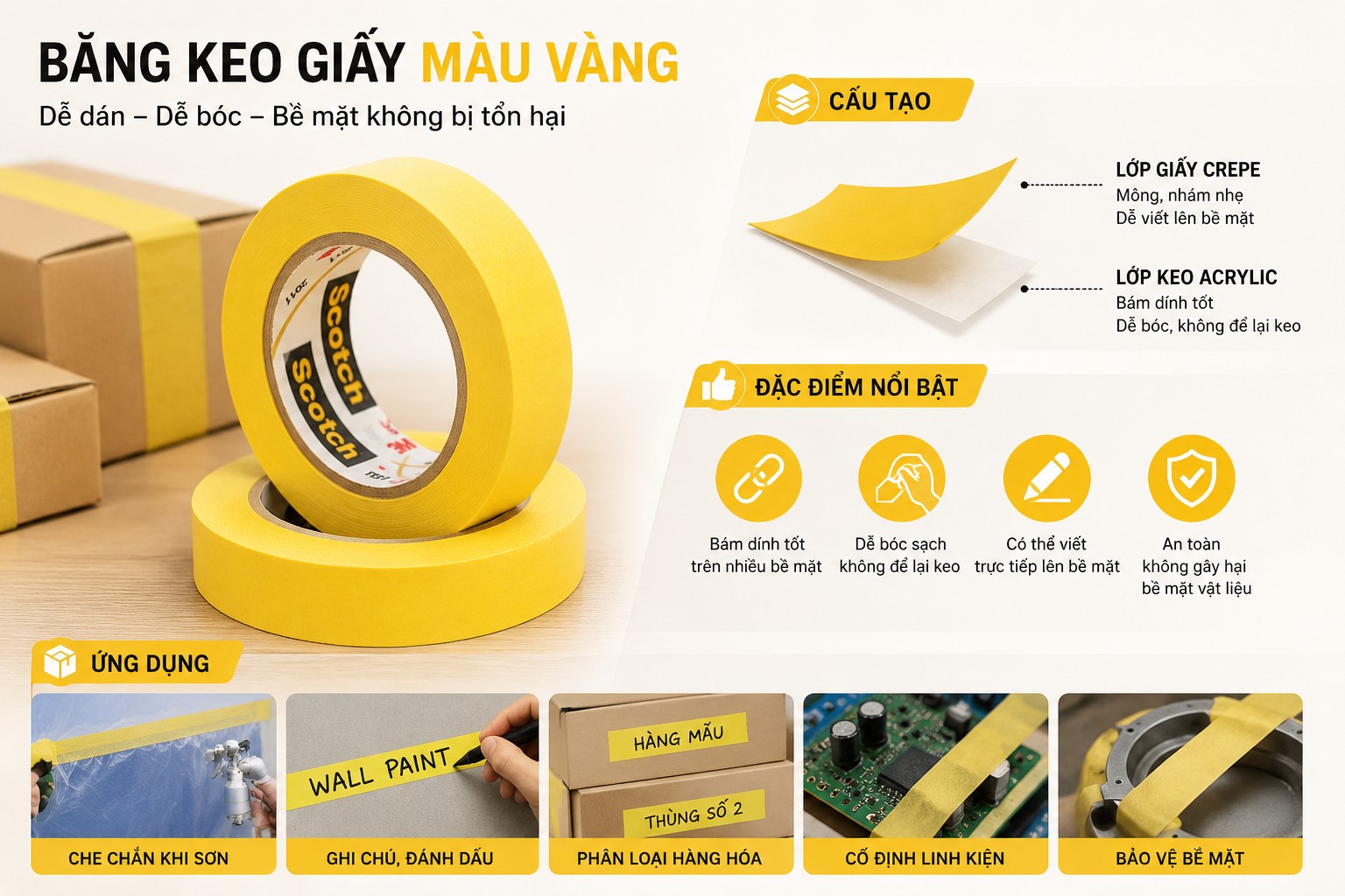 Thông tin băng keo giấy màu vàng