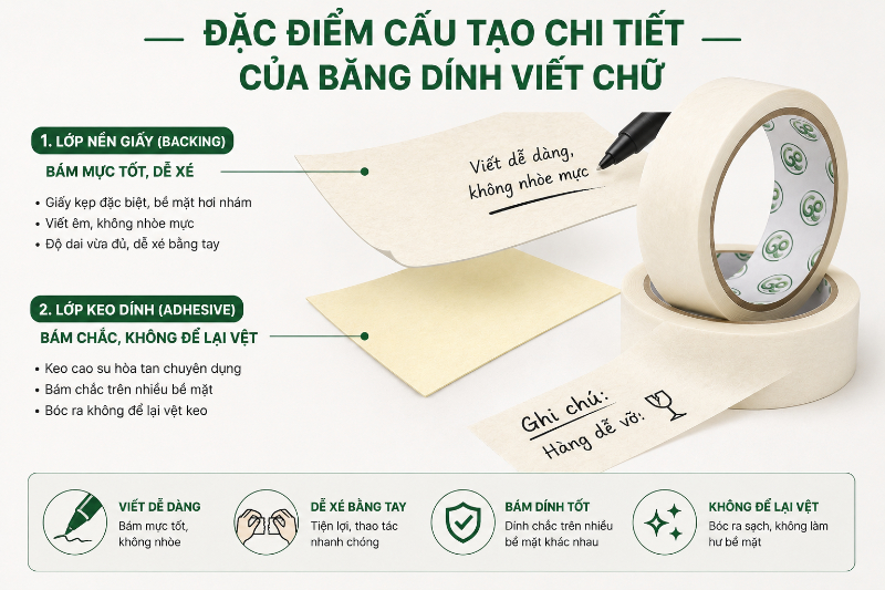 cấu tạo của băng dính viết chữ