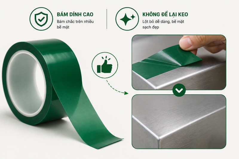 Ưu điểm của băng dính chịu nhiệt màu xanh