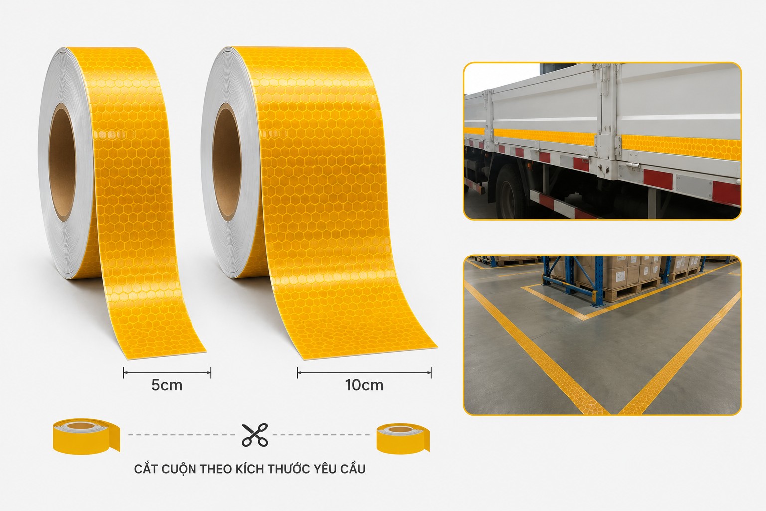 Kích thước băng keo phản quảng phổ biến