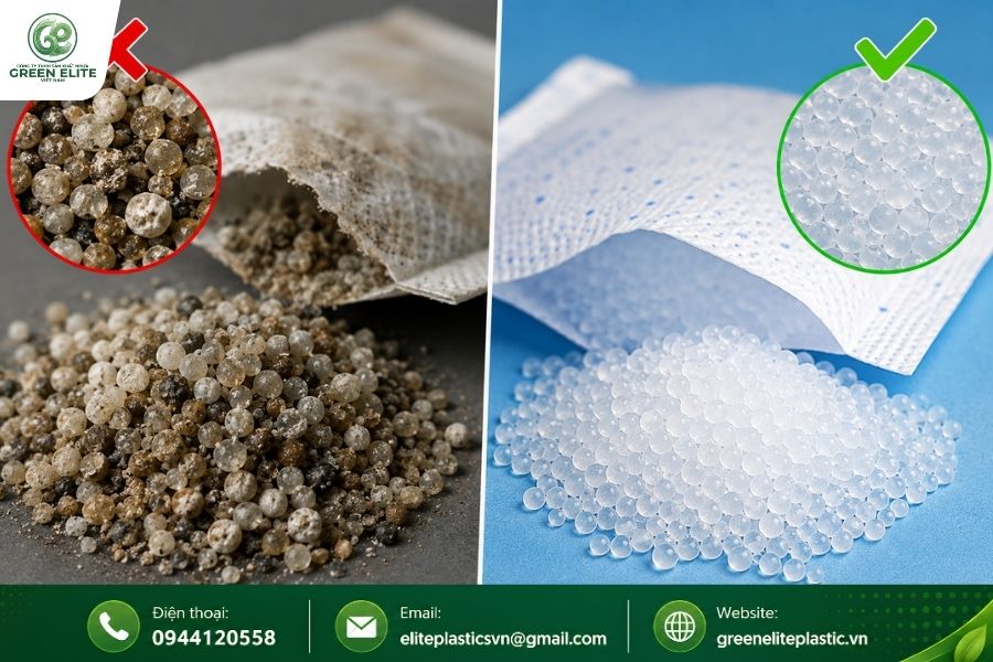 phan biet hat silicagel chat luong bang mat thuong