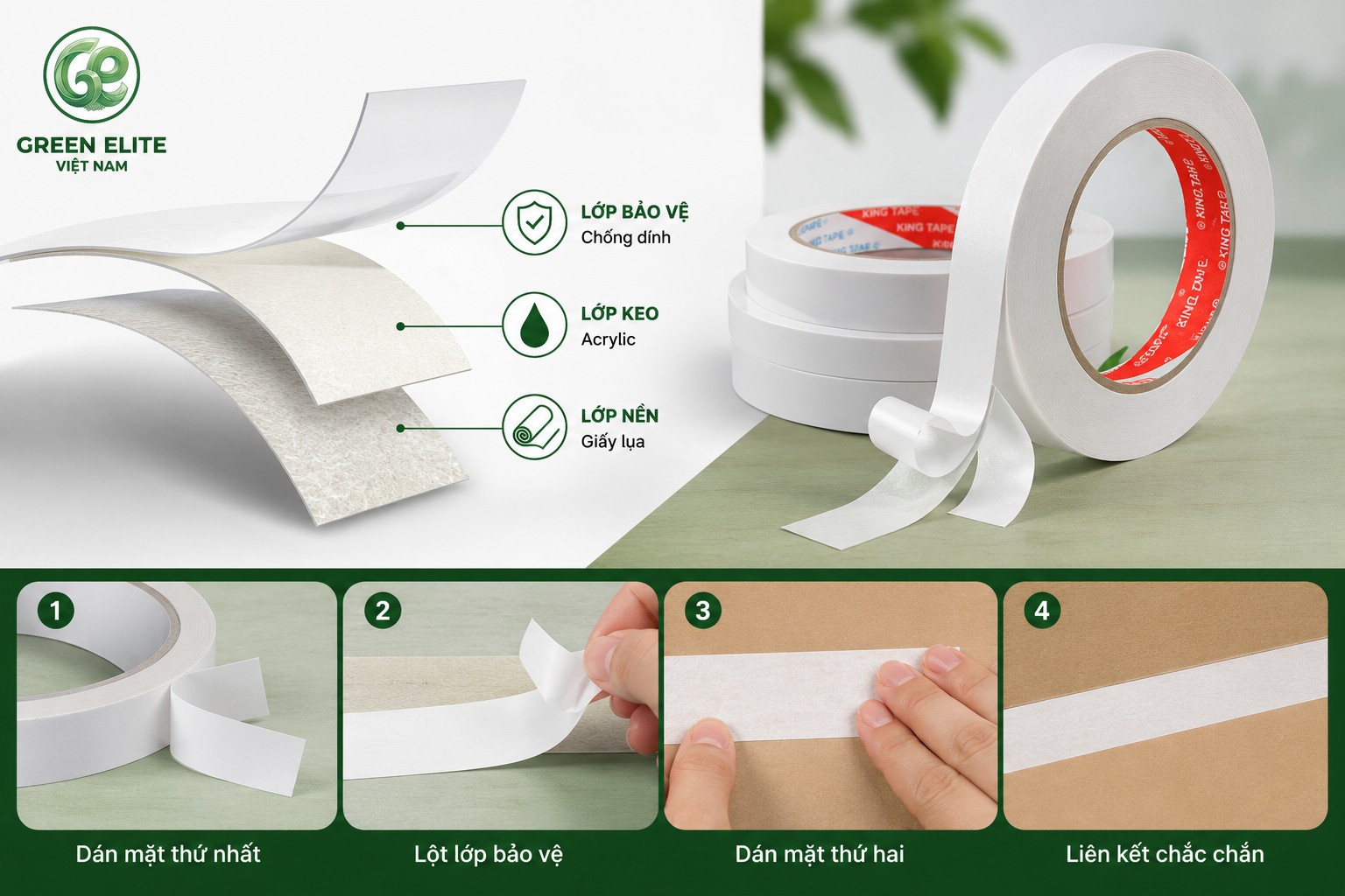 Cấu tạo băng dính giấy 2 mặt