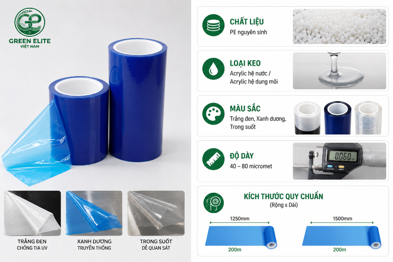 Thông số kỹ thuật băng keo bảo vệ bề mặt