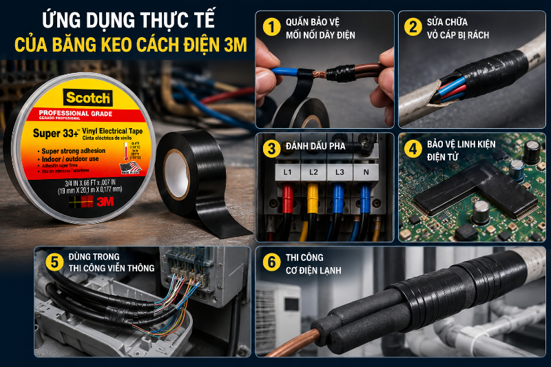 Ứng dụng của băng keo điện 3m