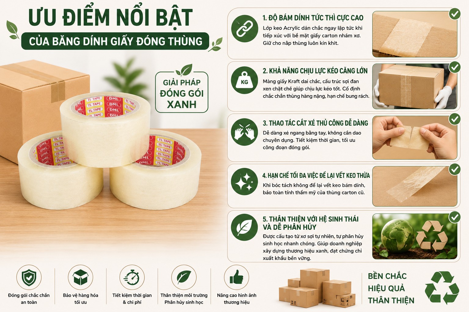 Ưu điểm nổi bật của dòng băng dính giấy dán thùng