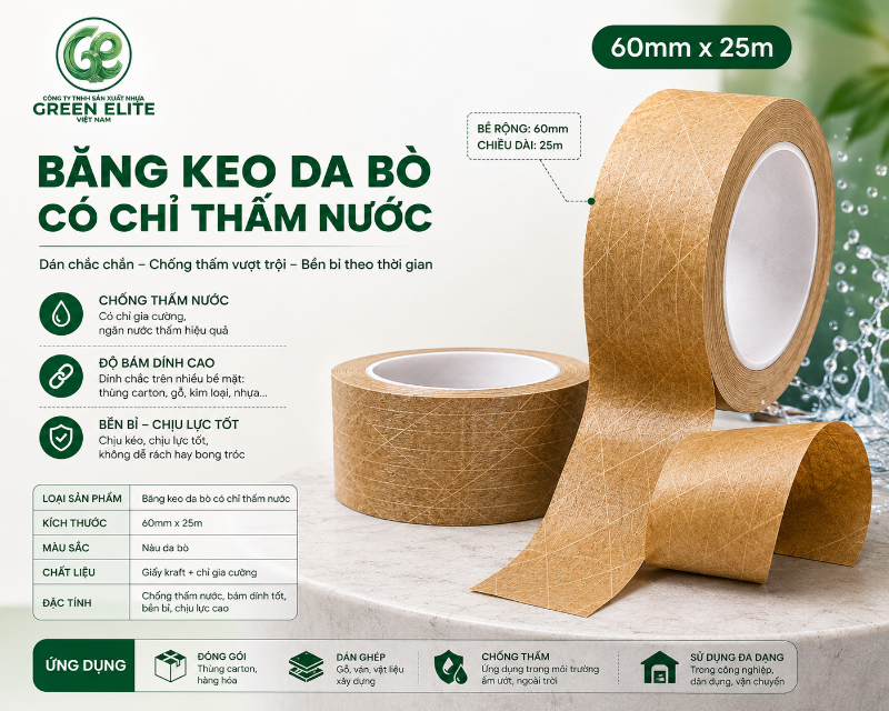 Băng keo da bò có chỉ thấm nước