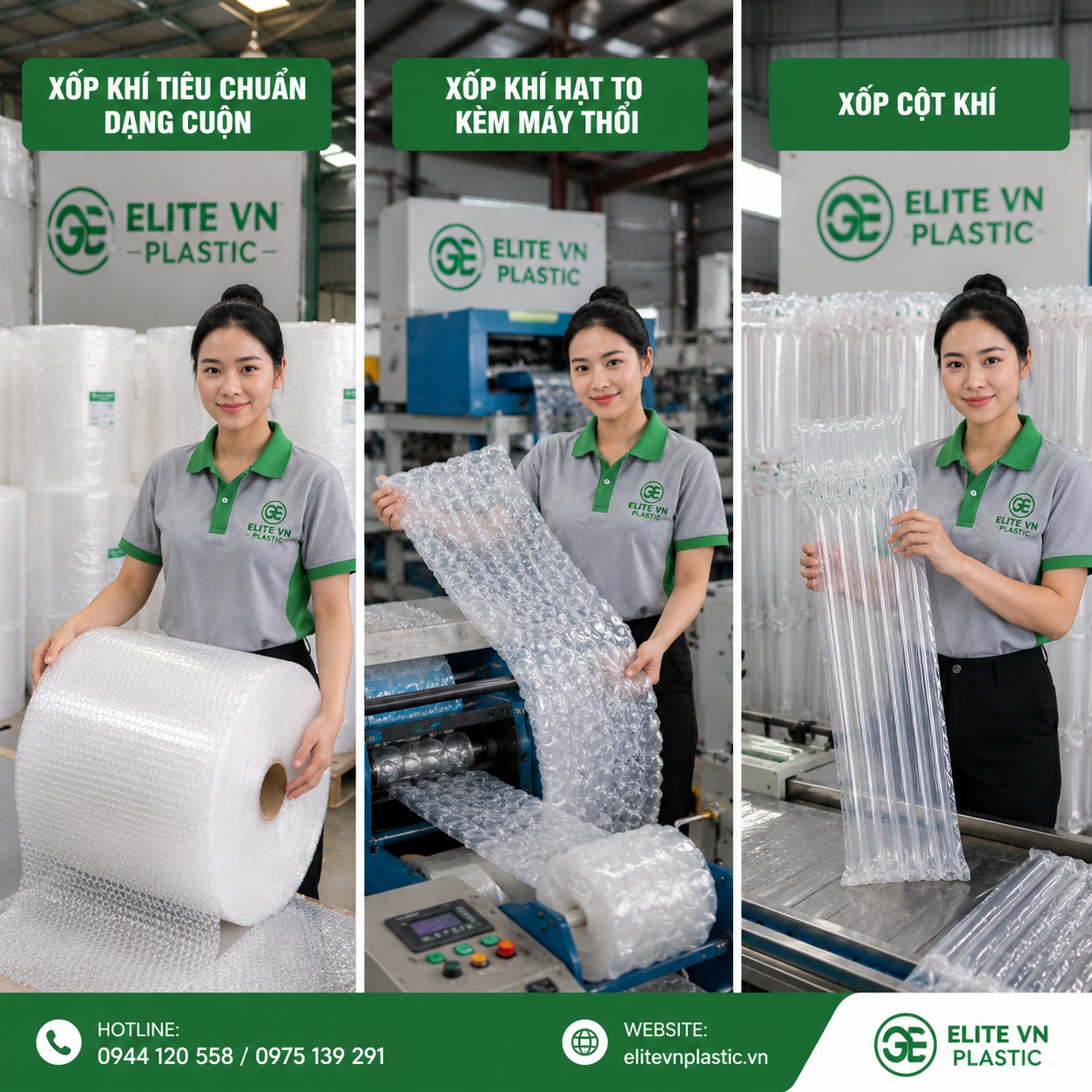 3 Loại màng xốp khí Green Elite VN đang sản xuất và cung cấp
