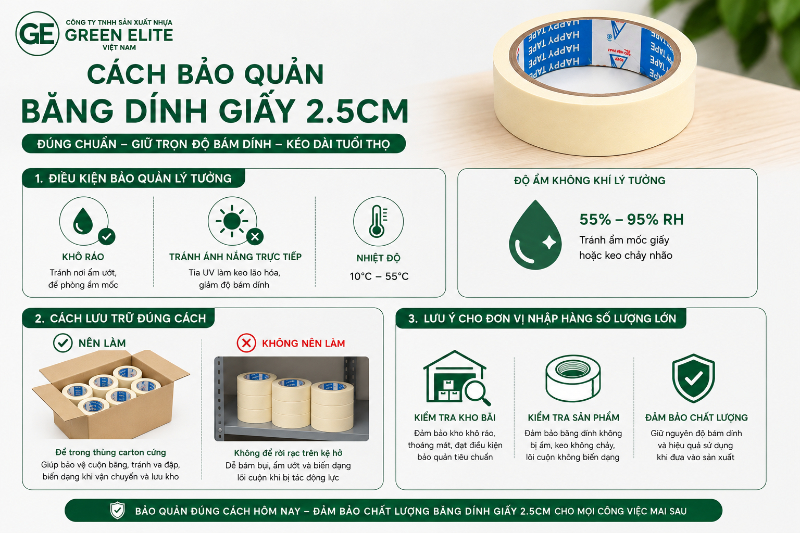 Cách bảo quản băng dính giấy 2.5cm