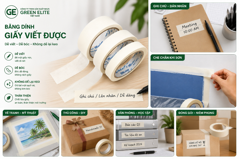 Ứng dụng của băng dính giấy viết được